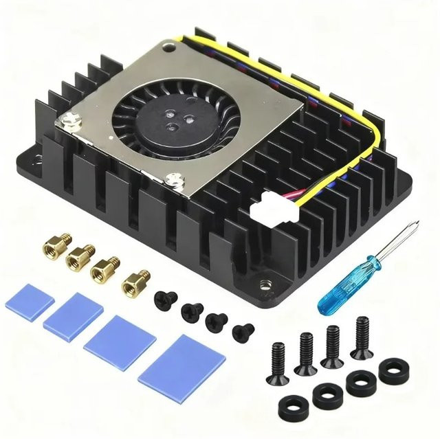 Raspberry Pi CM5-Kühlkörper mit Lüfter und Thermopads in Schwarz für CM4-Compute-Module - Bild 1