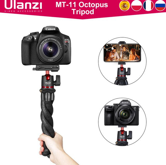 Ulanzi MT-11 Flexibles Oktopus-Stativ in Schwarz für Smartphone, DSLR und SLR mit 2-in-1 Funktion und magischem Arm - Bild 1