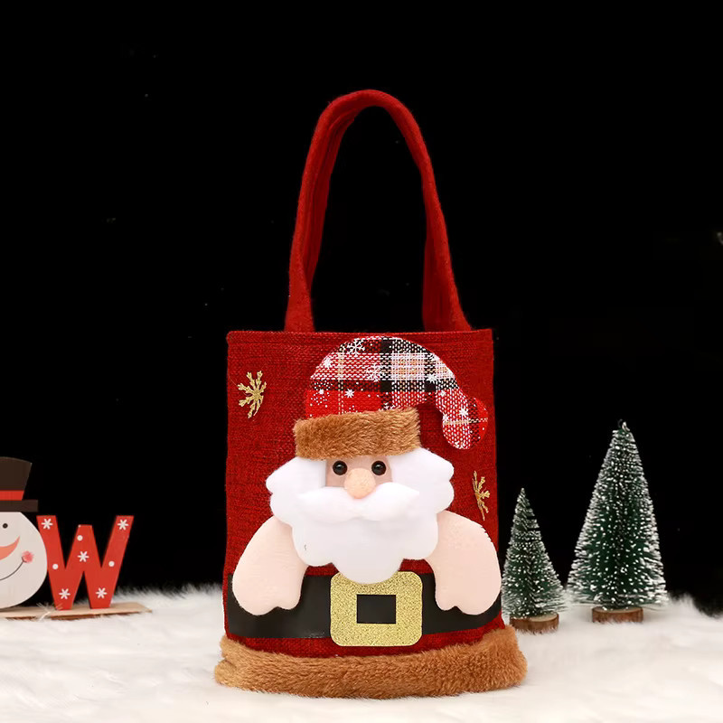 Weihnachten Geschenkbeutel für Kinder mit Schneemann und Bär Motiv in Rot - Bild 3