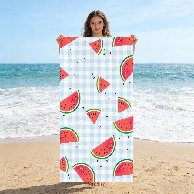 JMG Household Supplies Strandtuch Wassermelone Design, schnelltrocknend und super saugfähig, Farbe: Weiß, B x H: 50 x 100 cm - Bild 1