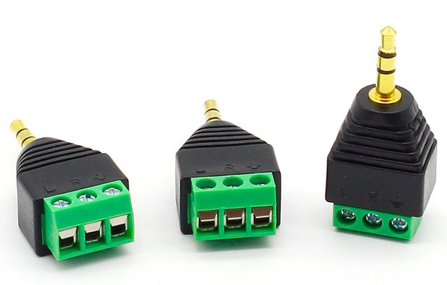 ELECAPITAL 3er-Set 3,5 mm Stereo-Stecker auf AV-Schraubterminal, 3-poliger Klemmenblock-Stecker in Schwarz - Bild 1