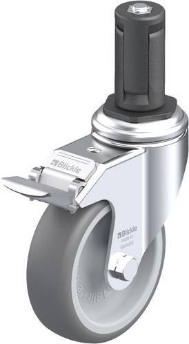 Blickle LKRA-TPA 101G-11-FI-ER14 Lenkrolle mit Feststeller, Rad-Durchmesser: 100 mm, Tragfähigkeit: 110 kg, Farbe: Silber/Grau - Bild 1