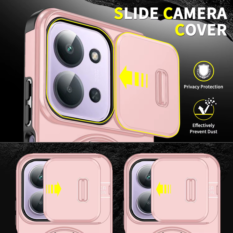 Magnetische Handyhülle mit 360 Grad Rotation und Kameraschutz für Xiaomi Redmi 15C und Redmi 15 5G in Pink und Lila - Bild 5