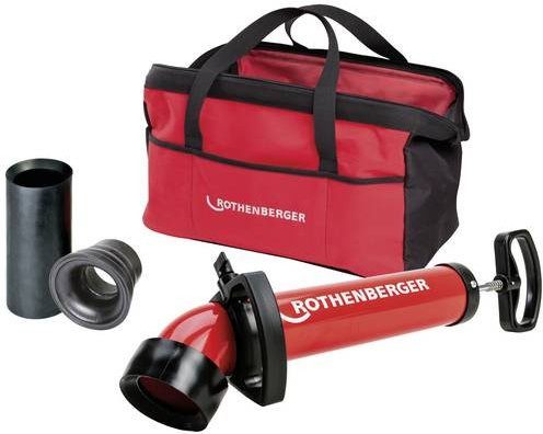 Rothenberger Rohrreinigungsgerät ROPUMP SUPER PLUS Set mit breitem Adapter in Rot - Bild 1