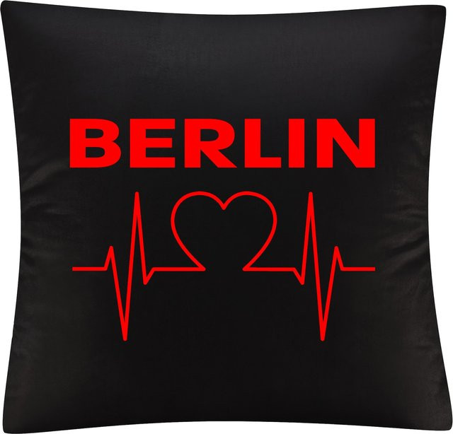 Kissenbezug multifanshop Berlin Herzschlag Design in Rot - Bild 1