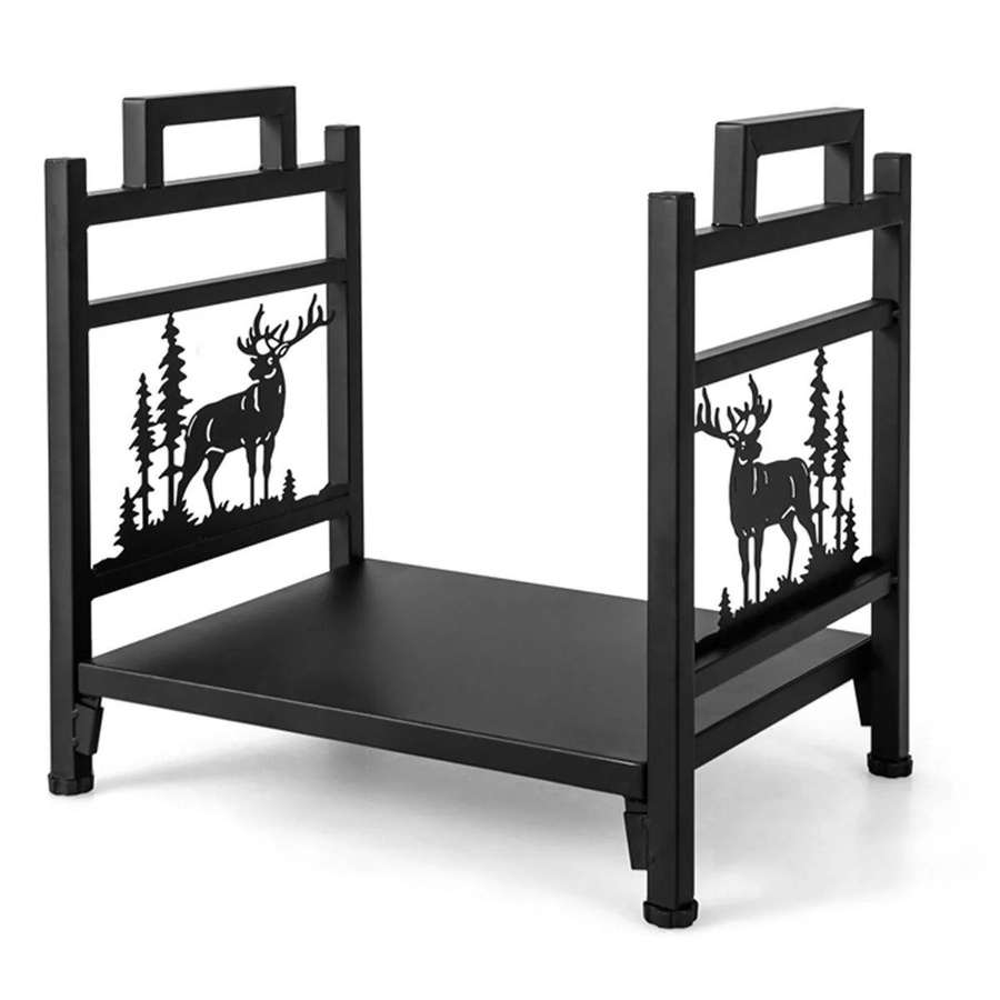 Costway Kaminholzregal aus Metall in Schwarz mit Griffen, B/T/H: 45,0 x 34,0 x 34,0 cm - Bild 2
