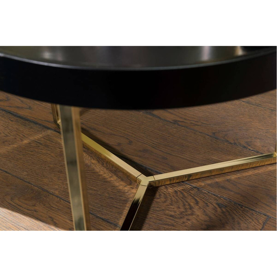 Wohnling Couchtisch modern rund in Schwarz und Gold mit glänzender Oberfläche B/H/T: 58,5 x 42,0 x 58,5 cm - Bild 3