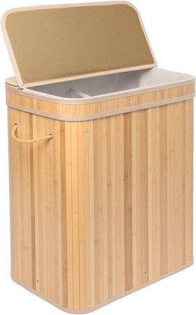 Relaxdays Wäschekorb aus Bambus mit Deckel, Natur/Beige, faltbar