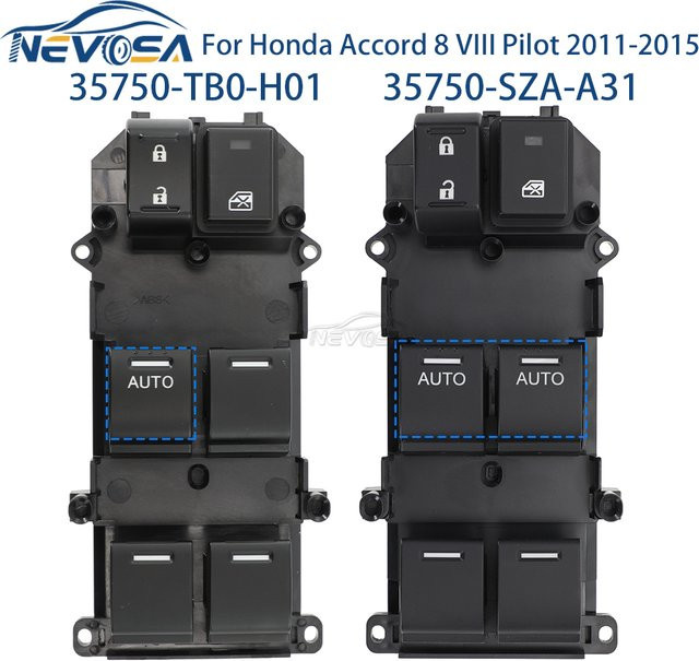 NEVOSA Elektrischer Fensterheber-Steuerschalter für Honda Accord MK8 VIII Pilot 2011-2015 in Schwarz, Teilenummer 35750-SZA-A31 35750-TB0-H01 - Bild 1