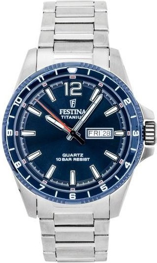 Festina Herrenuhr, Quarz, Titan, Blau, 43 mm, 10 ATM - Bild 2