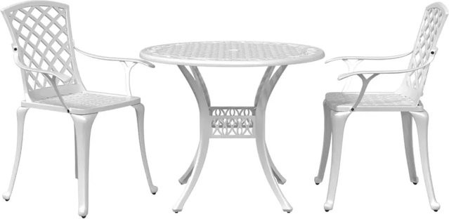 vidaXL 3-teiliges Bistro-Set aus Aluminium-Druckguss in Weiß für Garten, Balkon und Terrasse - Bild 1