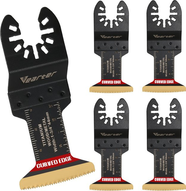 Vearter 5er-Pack Bimetall-Oszillier-Sägeblätter für Multitools, 44 mm, Schwarz, zum Schneiden von Metall, Holz und Kunststoff - Bild 1