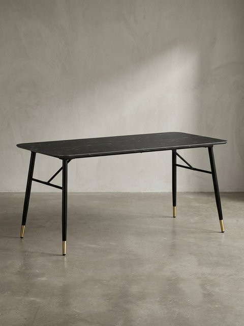 Moderner Esstisch von KADIMA DESIGN in Marmoroptik und Schwarz, rechteckig, B/T/H: 180 x 90 x 76 cm - Bild 1
