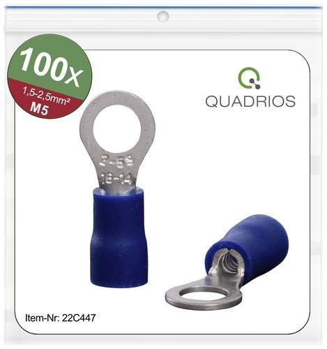 Quadrios 22C447 Ringkabelschuh Blau, Querschnitt max. 2,5mm², Loch-Ø 5,3mm, teilisoliert - Bild 1
