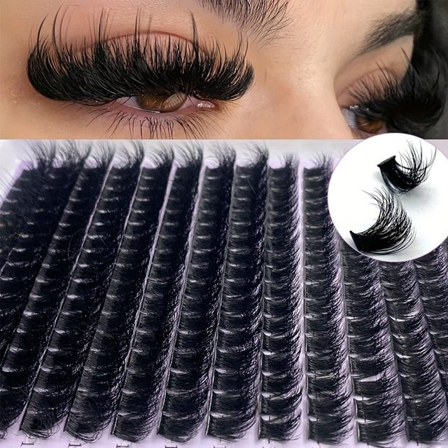 LIMEIKAI Wimperncluster, 168 Stück, Nerzimitat, D-Curl, 9-16 mm, Unisex - Bild 1