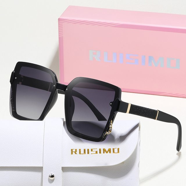 RUISIMO Sonnenbrille, quadratisch, Vollrand, Kunststoff, schwarz, Unisex, polarisiert - Bild 1