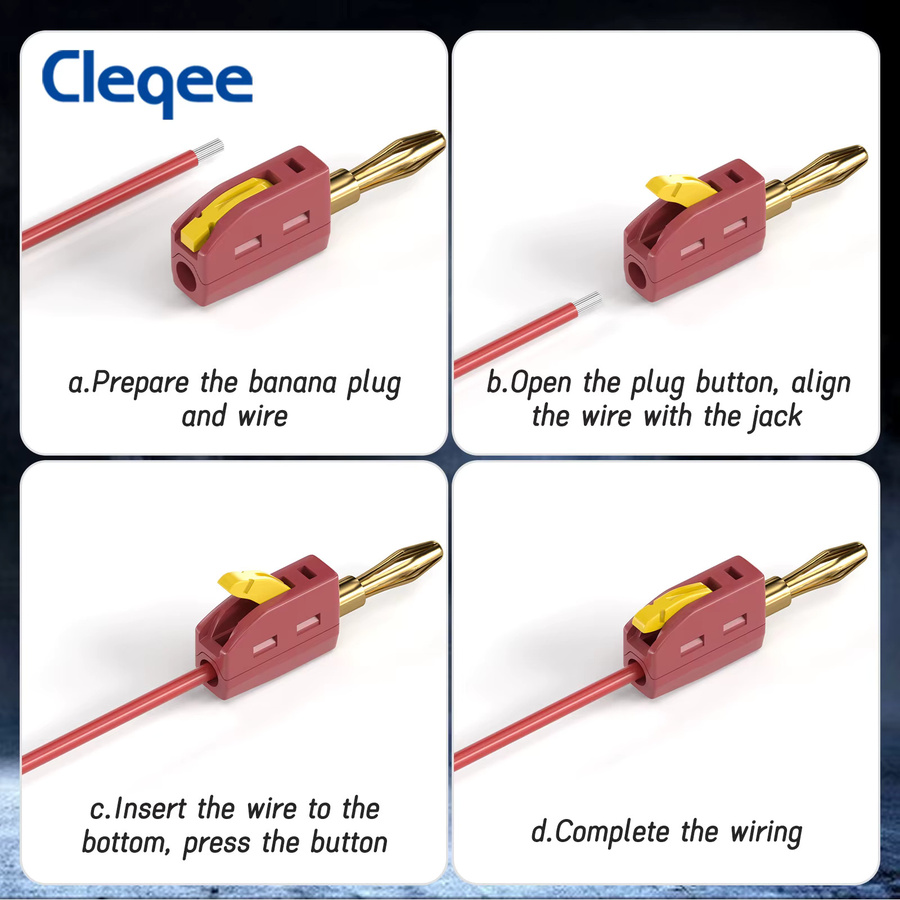 Cleqee P10064 10er Set vergoldete 4mm Bananenstecker Hochstrom-Schnellanschluss 32A in Gold - Bild 4