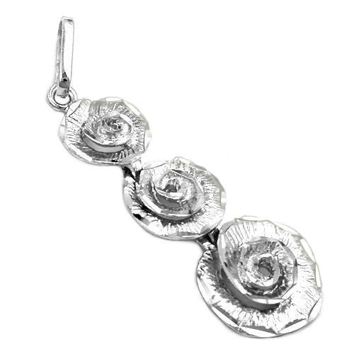 Colfem Anhänger 925 Silber, rhodiniert, 3 Blumen, Unisex - Bild 1