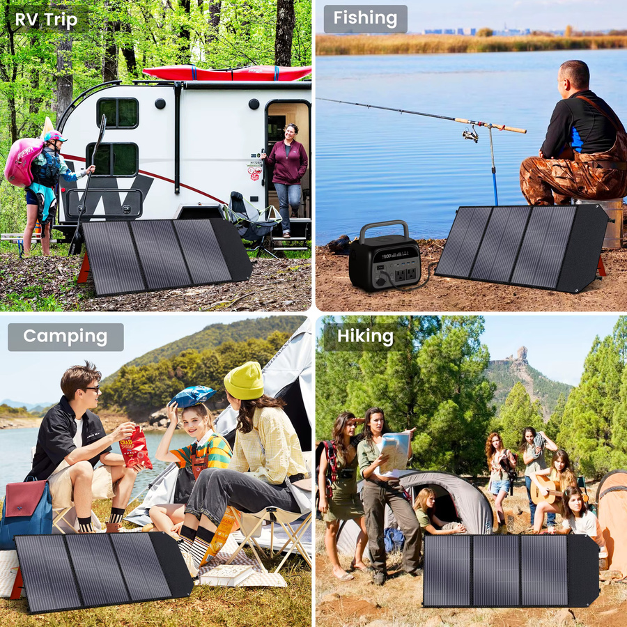 CTOLITY 100W tragbares Solarpanel, faltbares wasserdichtes Solarladegerät in Schwarz für Camping und Vanlife - Bild 6