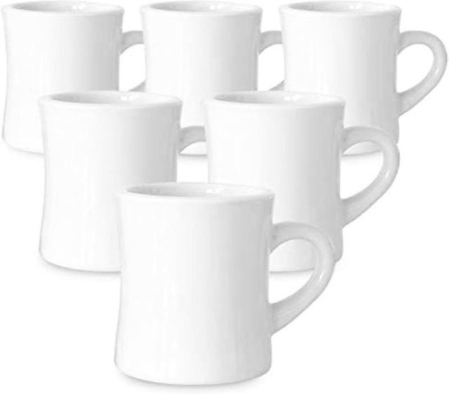 Set aus 6 Keramiktassen im Retro-Diner-Stil, weiß, 325 ml pro Tasse - Bild 1