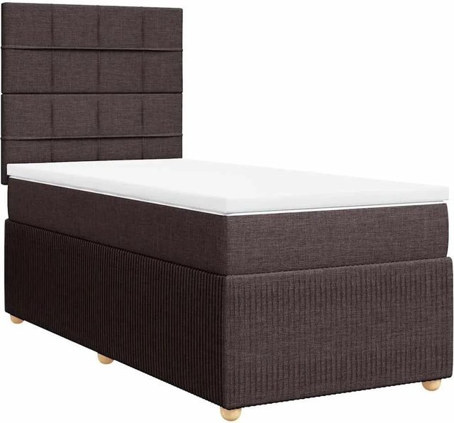 vidaXL Boxspringbett Hybrid mit Matratze und USB-Ladeport, Dunkelbraun, B/T: 80 x 200 cm - Bild 1