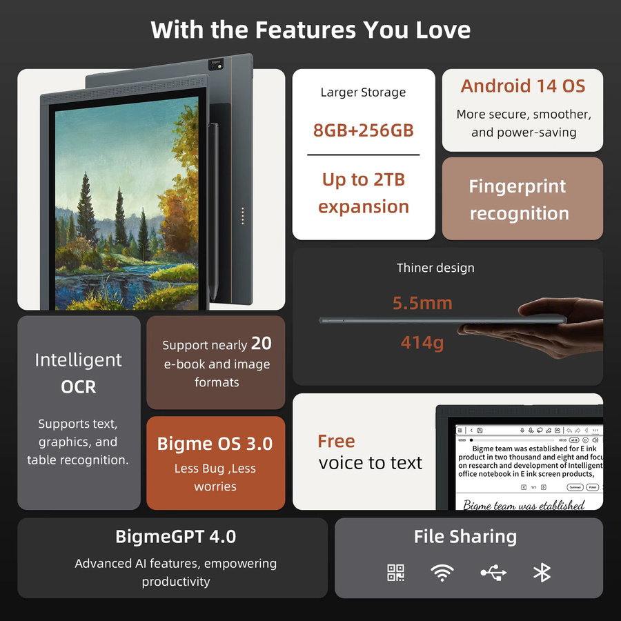 Bigme B1051C Pro E-Book Reader mit 10,3 Zoll Color E-Ink Display, Android 14, 8 GB RAM, 256 GB Speicher, 300 PPI E-Reader - Bild 2