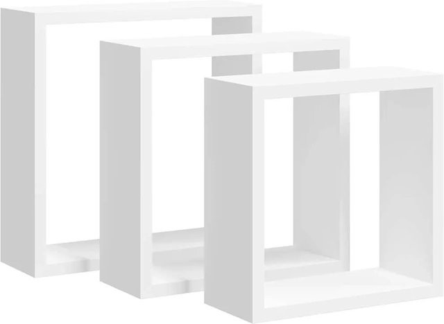 vidaXL Würfelregale Set aus 3 Stück in Weiß aus MDF, Wandmontage möglich - Bild 1