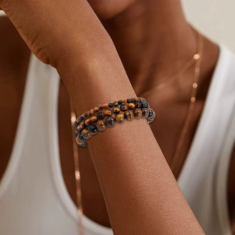 Armband Tigerauge, Kristall, Perle, Unisex, Bunt - Bild 3