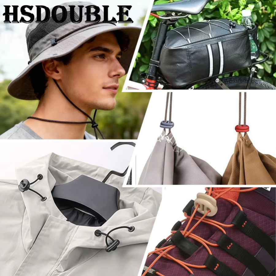 12 Stück HSDOUBLE Kordelverschluss-Stopper aus Kunststoff in Schwarz als Knebelclip und Blockhalter für Kordelzug, Lanyards und Paracord-Seile - Bild 6