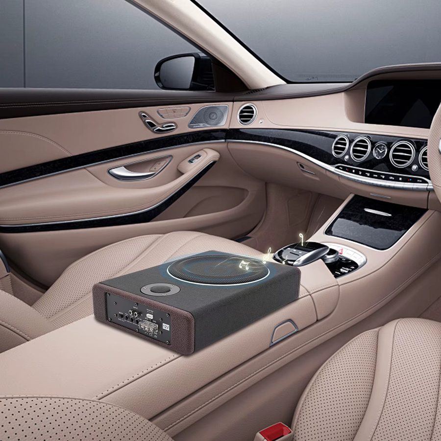 Aktiver Untersitz-Auto-Subwoofer in Schwarz mit 600W Max Leistung und Hoch-/Niederpegel-Eingang, B/T/H: 37 x 25 x 7,5 cm - Bild 4