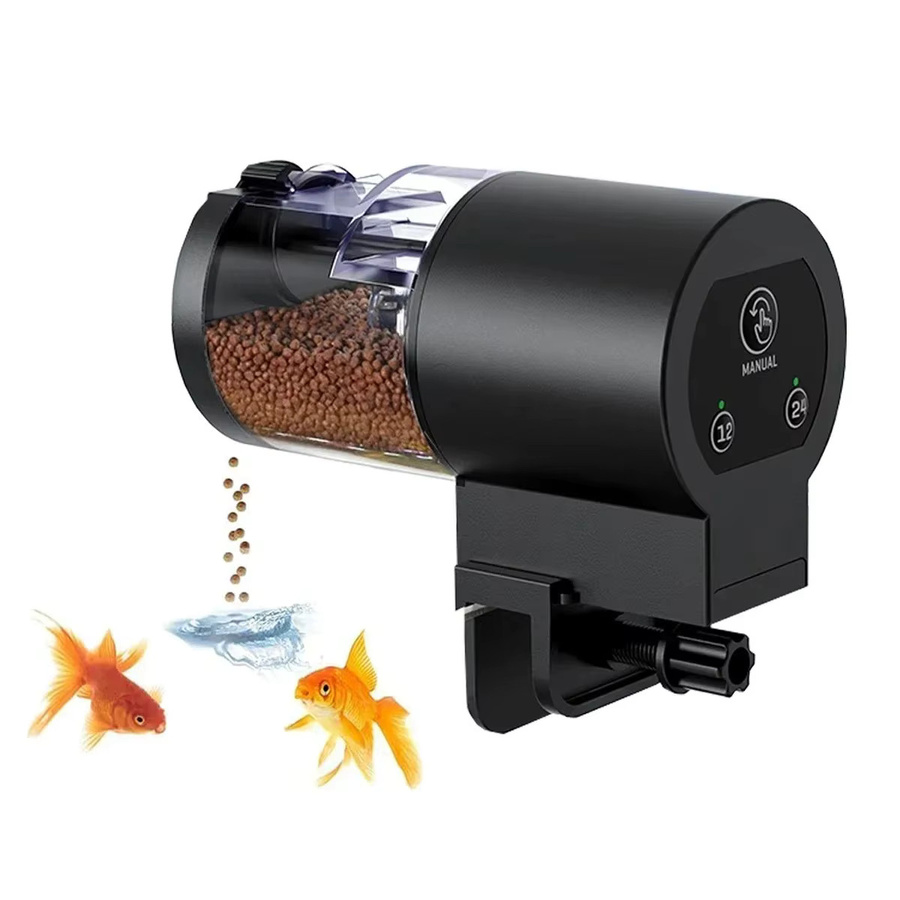 YTYIN Automatischer Fischfütterer Schwarz, Digitaler Programmierbarer Aquarium-Futterspender mit Timer, IP66 Wasserdicht für Teich und Schildkrötenbecken, 100 ml - Bild 2