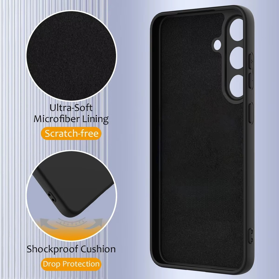Stoßfeste Flüssigsilikon-Handyhülle für Samsung Galaxy S25, S25+, S25FE und S24FE in Schwarz - Bild 6