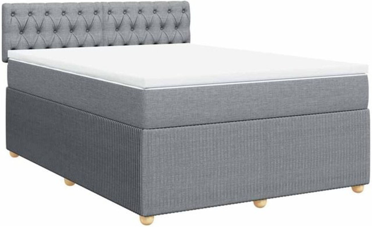 vidaxl Boxspringbett mit Matratze in Grau und Weiß aus Stoff, B/T/H: 160 x 200 x 100,5 cm - Bild 1