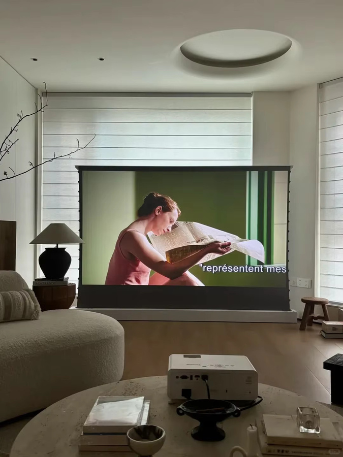 Yovanxer Elektrische ALR CLR Projektionsleinwand Bodensteigend, 150 Zoll, Grau, HD 3D 4K 8K, Kristall Umgebungslicht Abweisend - Bild 2