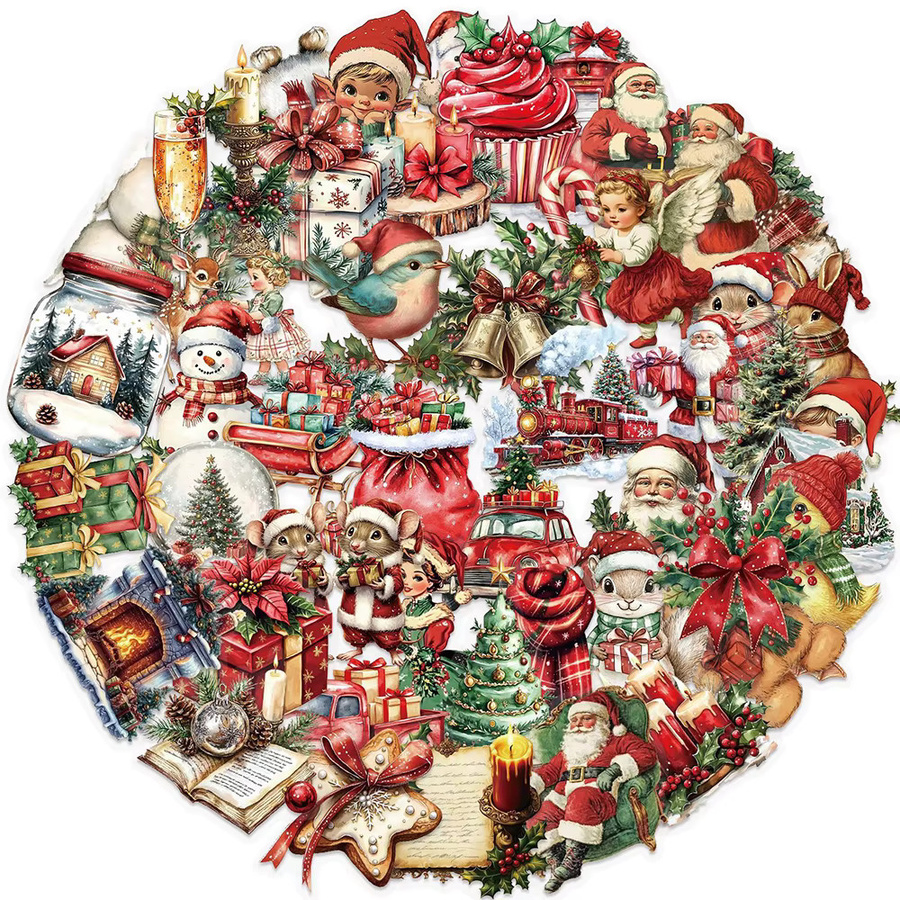 Charile Vintage Weihnachten Santa Claus Aufkleber, transparent, multicolor, 10-teiliges Set - Bild 2