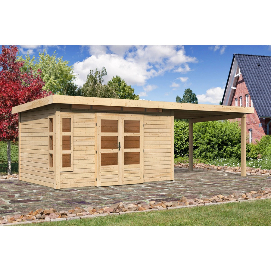 Karibu Holz-Gartenhaus Kastberg mit Flachdach in Braun, B/T: 360 x 240 cm - Bild 2
