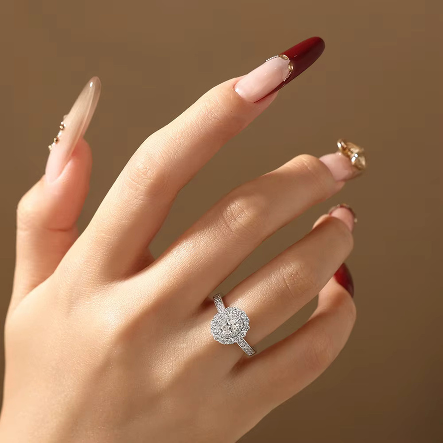 ATTAGEMS Ring, 925 Silber, synthetischer Moissanit, Diamant, Damen - Bild 3
