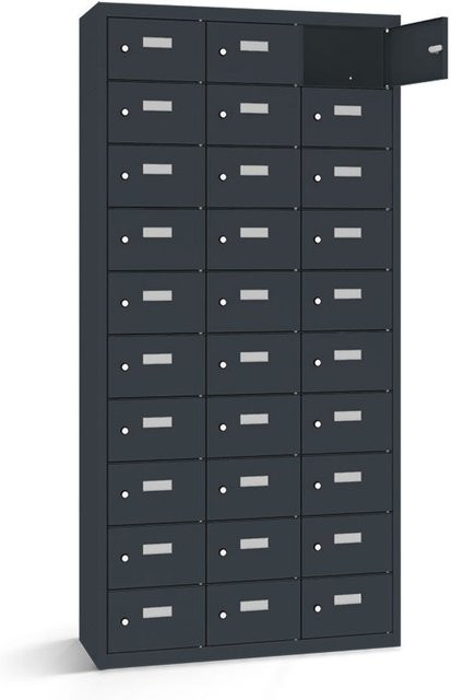 rotstahl Wertfachschrank mit 30 Fächern in Anthrazit, B/T/H: 87.5 x 50 x 180 cm - Bild 1