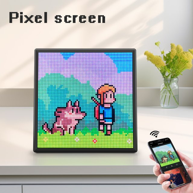 MALITAI LED Smart Digital Display Matrix Pixel Bildschirm mit Bluetooth und App-Steuerung, RGB Multicolour, Schwarz - Bild 1