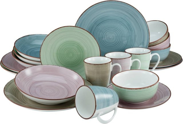 CreaTable Kombiservice Samba aus Porzellan, 16-teilig, multicolor - Bild 1
