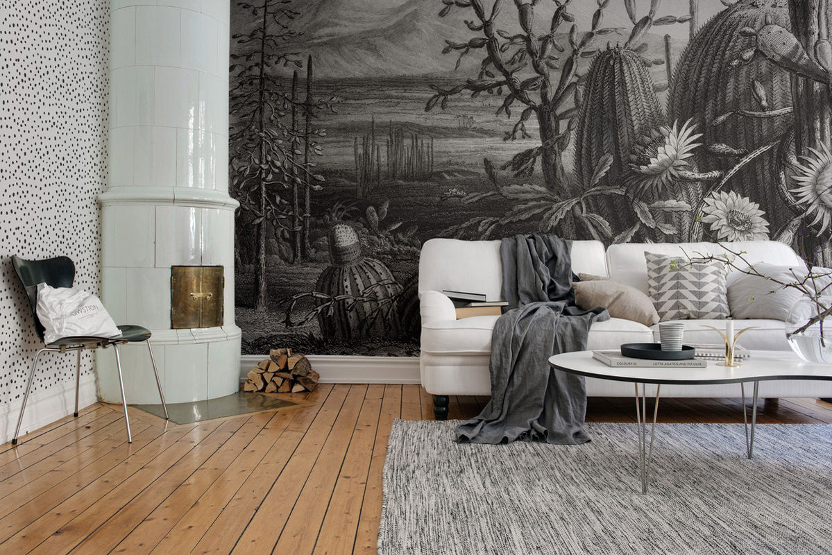 Rebel Walls Mural Cactus Garden Wandtattoo in Grau mit floralem Design - Bild 3