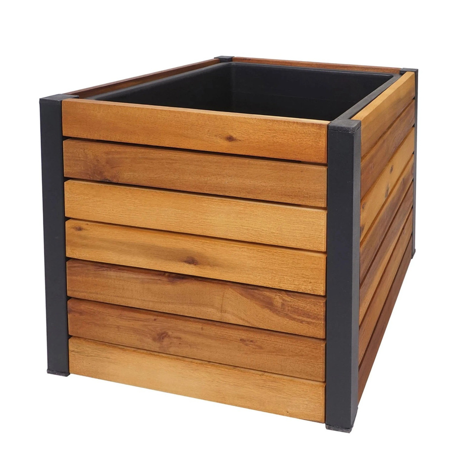 PROREGAL Pflanzkasten Hochbeet aus Akazienholz und Aluminium in Braun, H x B x T: 32 x 34 x 34 cm - Bild 2