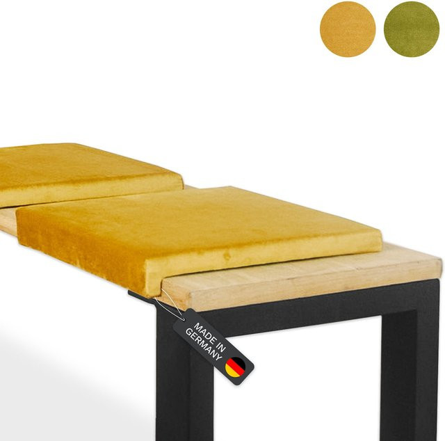 Lycce Klemmkissen Sitzkissen mit 1 Leiste aus Samt in Senf Oliv, B/T/H: 40 x 35 x 6 cm - Bild 1
