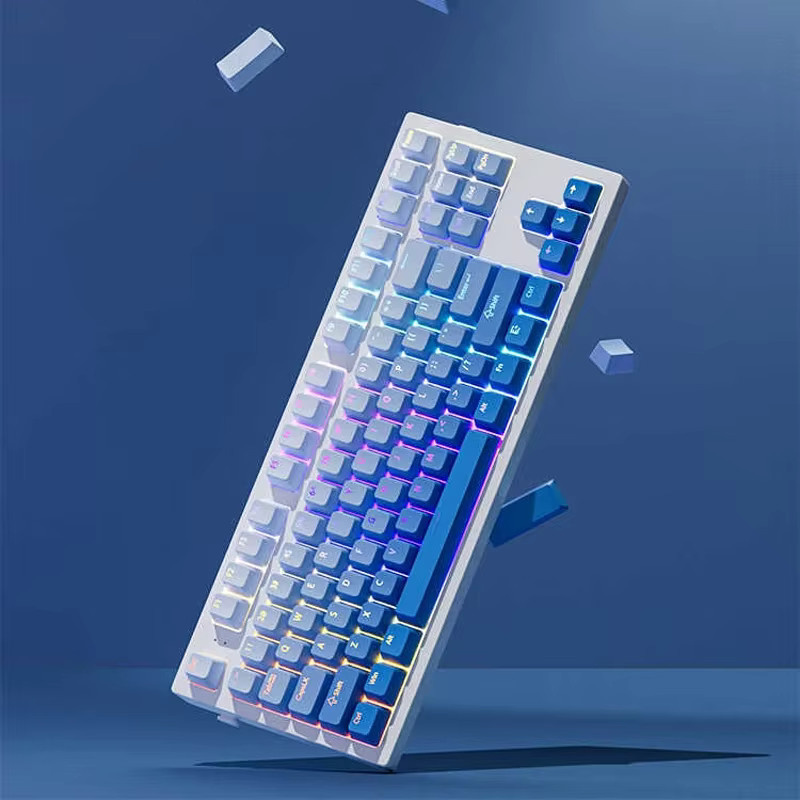 PBT Double Shot Tastenkappen mit RGB-Hintergrundbeleuchtung im Farbverlauf Blau und Schwarz für MX Switches, 130+ Tasten im OEM-Profil für Gaming-Tastaturen - Bild 2