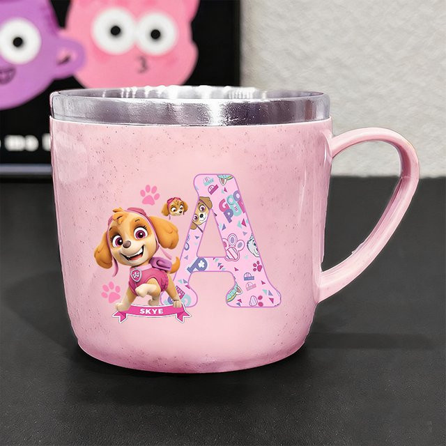 TAKARA TOMY PAW Patrol Trinkbecher aus Edelstahl in Rosa mit Griff - Bild 1