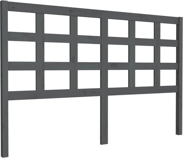 vidaXL Kopfteil aus Massivholz Kiefer in Grau mit rustikaler Optik, B: 156 cm, T: 4 cm, H: 100 cm - Bild 1