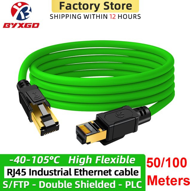 BYXGD Industrielles Ethernet-Kabel Cat6a, doppelt geschirmt, 100 m, ölbeständig und UV-beständig, für PROFINET, EtherCAT und Siemens PLC/POE - Bild 1