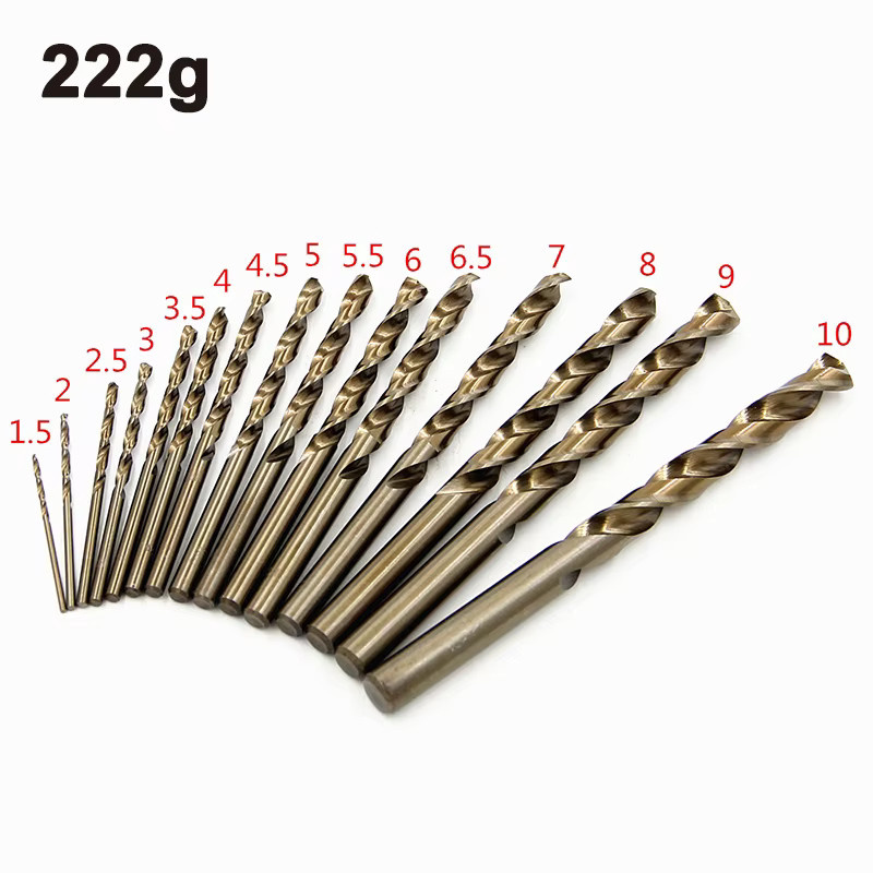 15-teiliges HSS-Cobalt Spiralbohrer-Set in Gold, M35 Kobalt-Stahl mit geradem Schaft, Durchmesser 1,5–10 mm - Bild 3
