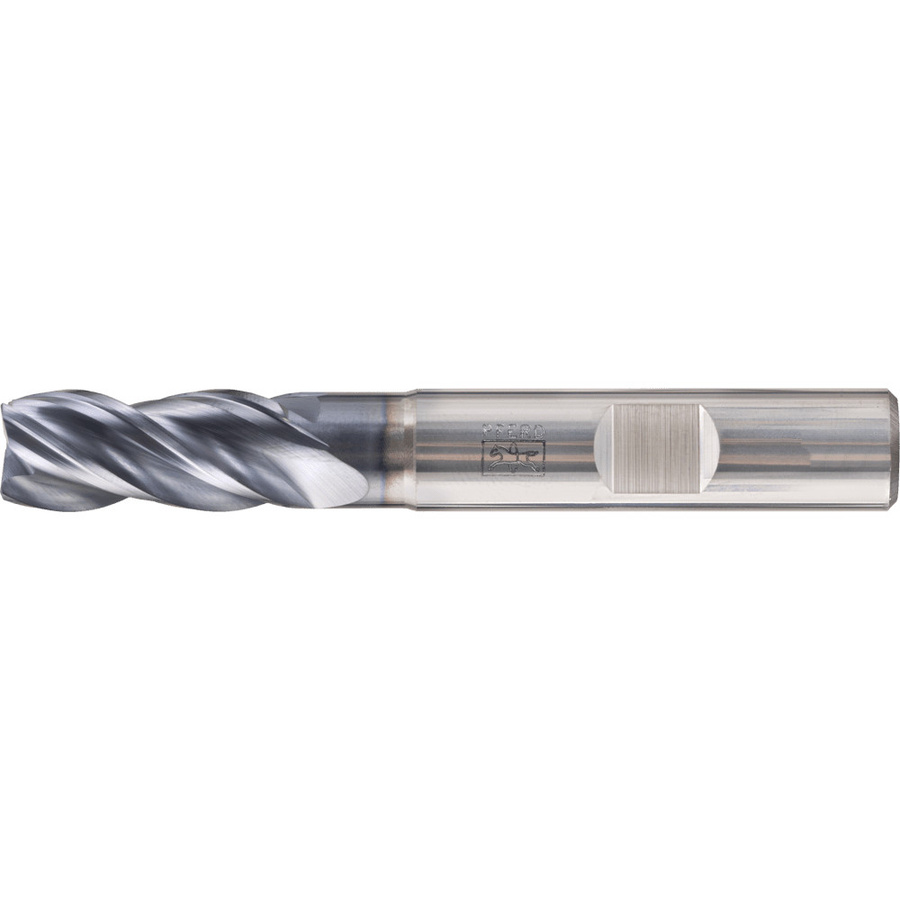 PFERD Universal Line VHM Eckfräser lang 4 Schneiden Ø 10 mm 45° Fase TiAlN Schaft HB in Silber - Bild 1
