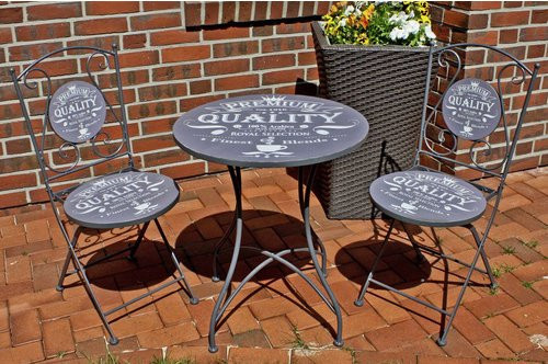 Garden Pleasure Bistro-Set Royal 3-teilig aus Metall in Dunkelgrau für Balkon, Terrasse und Garten - Bild 2